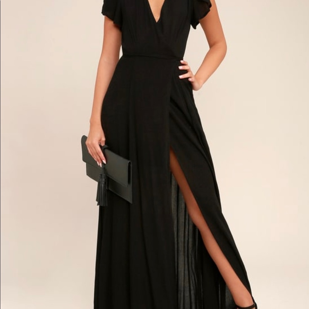 Lulus Black Wrap Maxi Dress